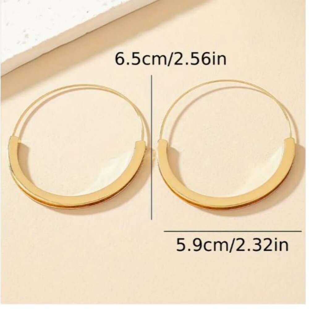 NEW Gina Classic Gold Large Hoop Earrings - Picture 3 of 3